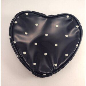 Avon Heart of Beauty Cosmetic Case Makeup Bag Blue Purse Polka Dot Zipper NEW